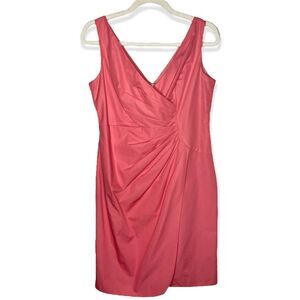 J. Crew Ramona Pleated Sleeveless V-Neck Shift Dress Taffeta Size 10 Petite Pink